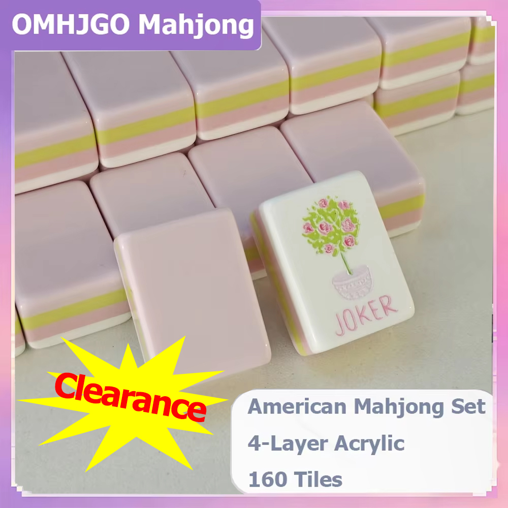 Board Game Mahjong - 人気商品 4層アクリル製アメリカン麻雀セット 160枚の牌 ライトパープル ポータブル麻雀 サプライズギフト