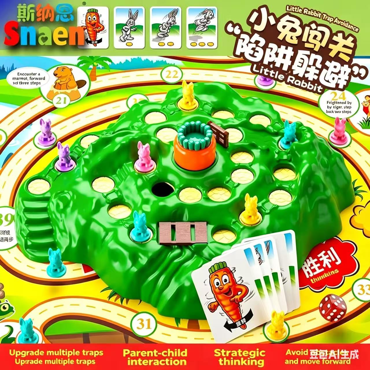 Board Game Heat - ホットセール楽しいおもちゃウサギトラップアップグレード版ボードゲームカード親子インタラクティブ集会クリエイティブテーブルゲーム男の子女の子誕生日プレゼント
