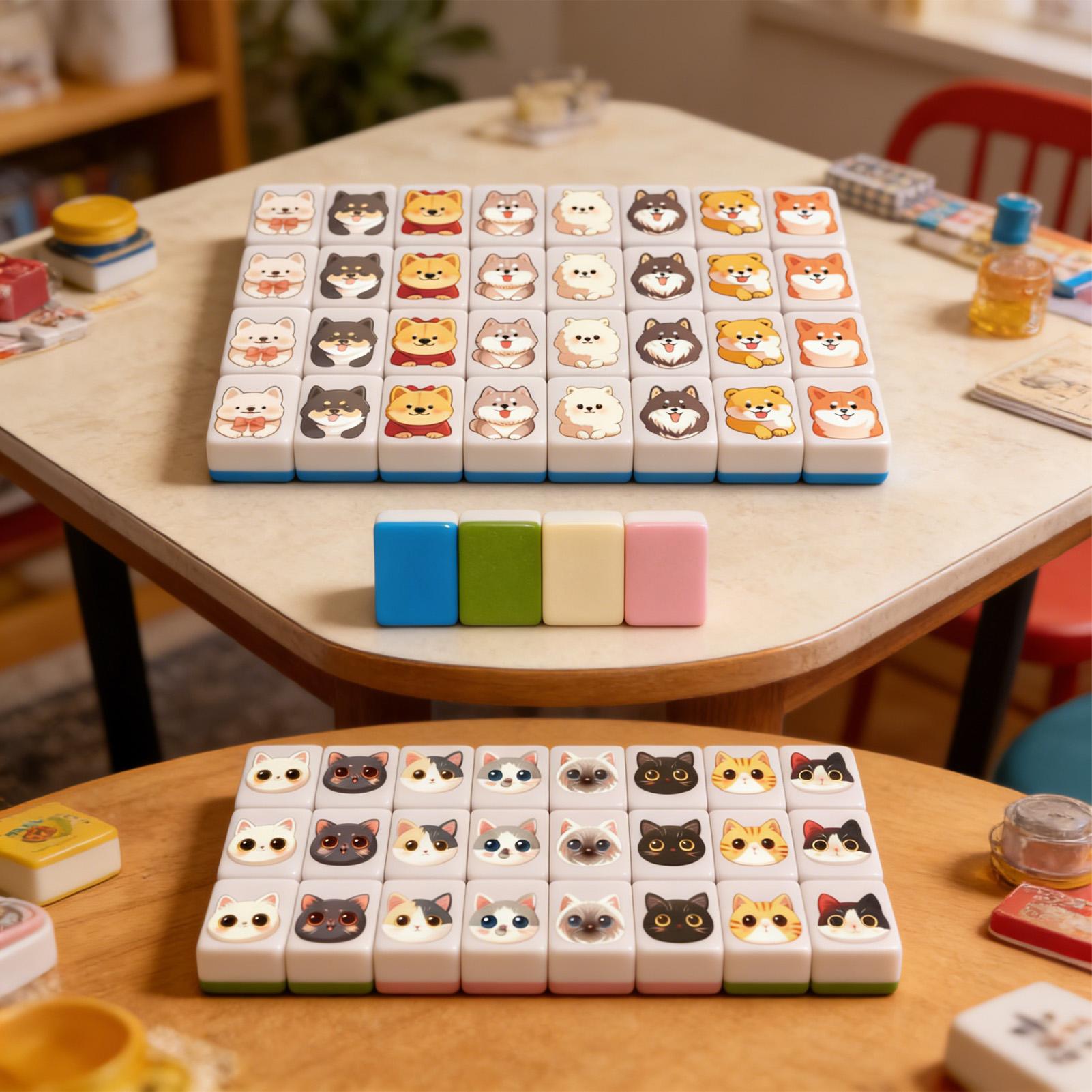Board Game Mahjong - 65ピースミニ麻雀ボードゲームセット、インタラクティブ麻雀玩具、多様な模様の麻雀、バトルチーチェス玩具（大人向け）