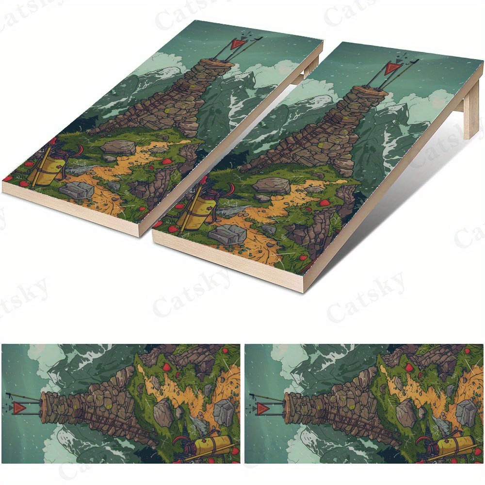 Board Game Wild Wild - ワイルドタワー防水コーンホールボードビニールラップ、PVC屋外ゲームボードデザイン、スポーツやレジャーアクティビティに最適、耐久性あり