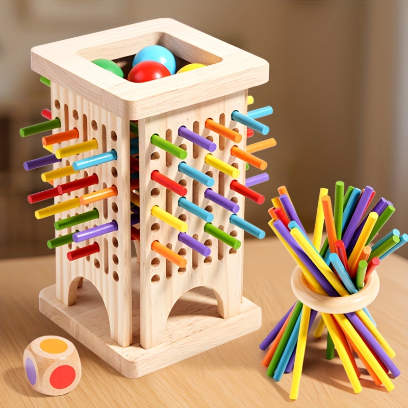 Board Game Family - モンテッソーリ木製ボードゲーム カラフルなスティック サイコロゲーム 数学学習おもちゃ 細かい運動能力を養うおもちゃ 子供用