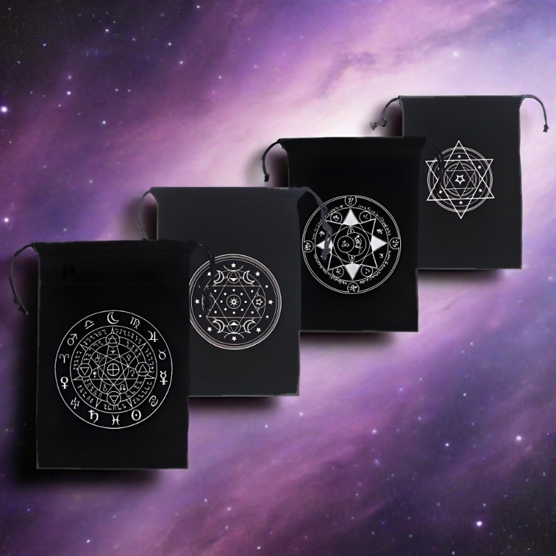 Board Game Oracle - 1 ピース 12 × 18 センチメートル黒ベルベットタロットバッグカード収納ルーン星座魔女占いアクセサリージュエリーサイコロポーチ
