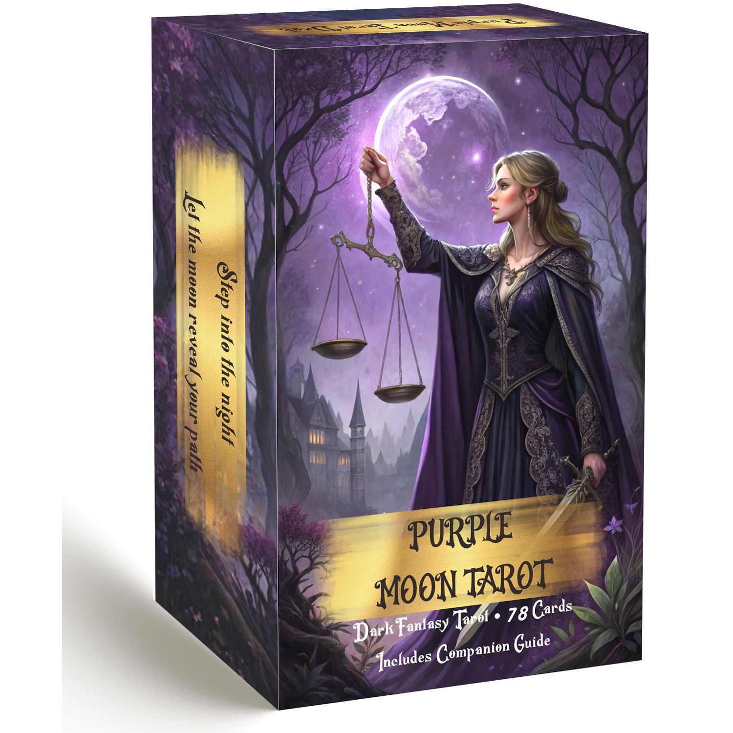 Board Game Oracle - パープルムーンタロットカードデッキ ガイドブック付き、78枚入り ダークファンタジータロットデッキ、占い占星術オラクルカード
