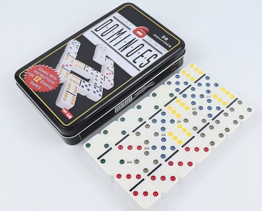 Board Game Family - エレガントマージ ダブルシックス ドミノセット 大人用 ブリキ箱入り -