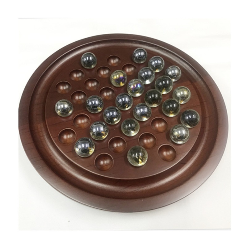 Chess Set Wooden - 木製ソリティアチェスセット - 脳トレのための独立したダイヤモンド型シングルプレイヤーパズルボードゲーム