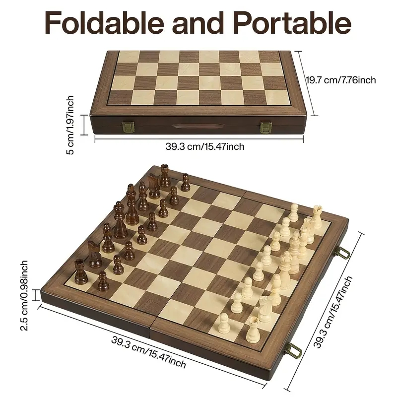 39.3cm/15.47インチの磁気木製チェスセット、追加の - Magnetic Travel Chess のレビューと価格
