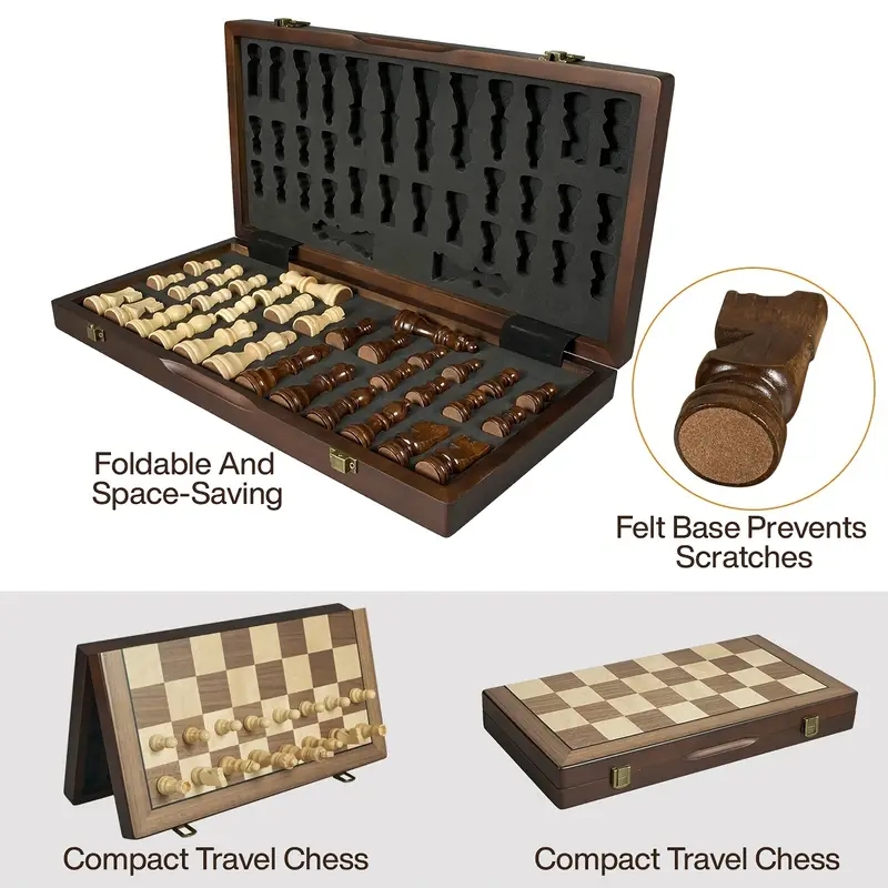 39.3cm/15.47インチの磁気木製チェスセット、追加の - Magnetic Travel Chess のレビューと価格