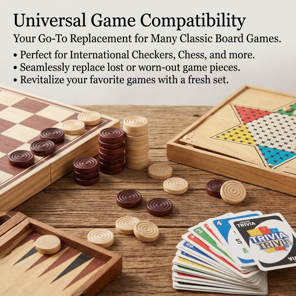 24個/セット 木製丸型チェッカーピース バックギャモンチェ - Board Game Operation のレビューと価格