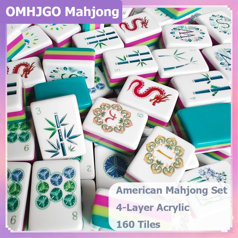 OMHJGO 4層アクリル麻雀牌 高級彫刻入りレイクブルー  - Board Game Mahjong のレビューと価格