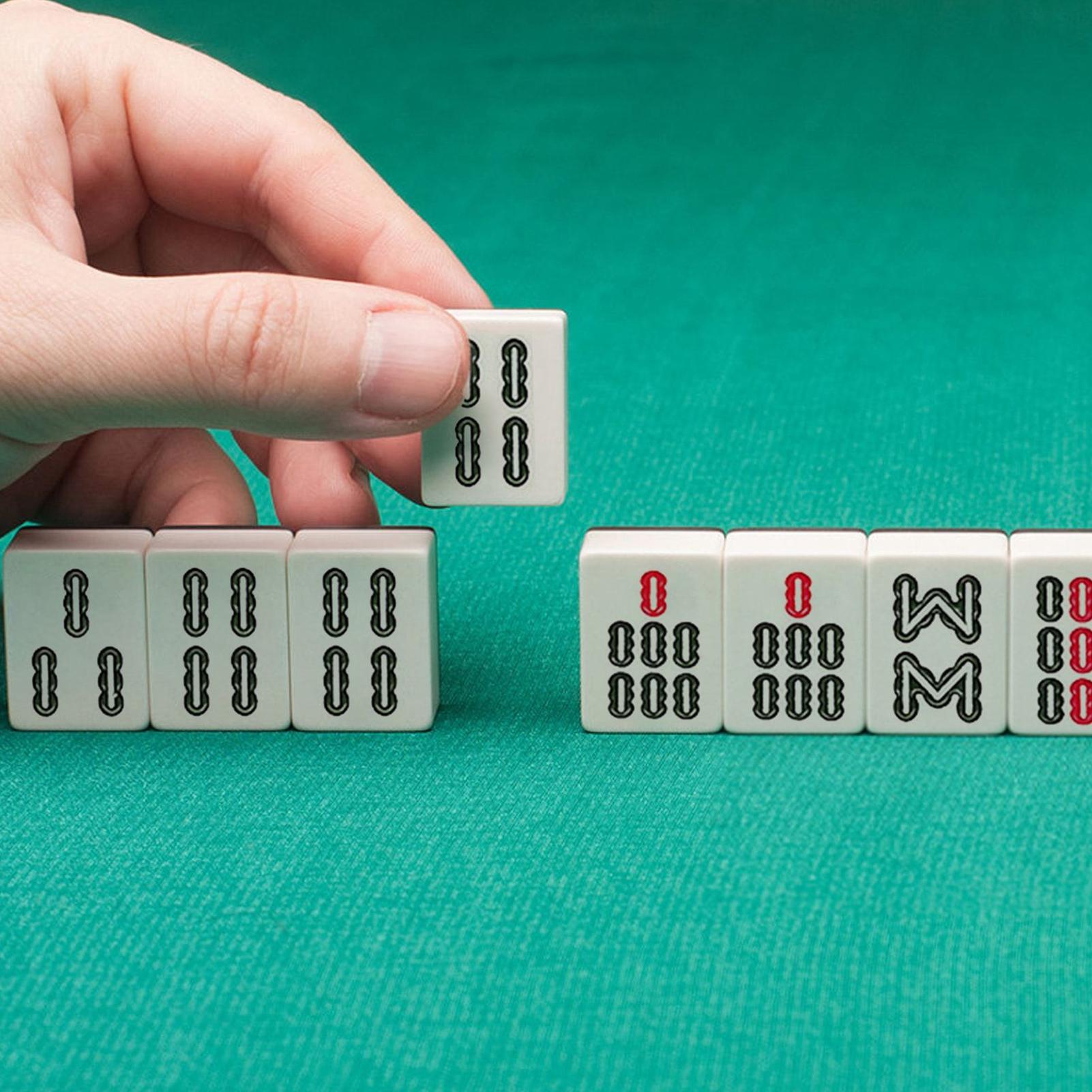 中国麻雀ゲームセット 144 個の白い彫刻が施されたミニタイ - Board Game Mahjong のレビューと価格