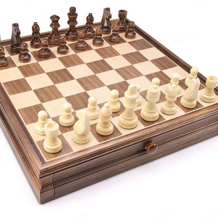ウォールナット無垢材チェスチェッカーセット引き出し付き/高級 - Chess Set Wooden のレビューと価格