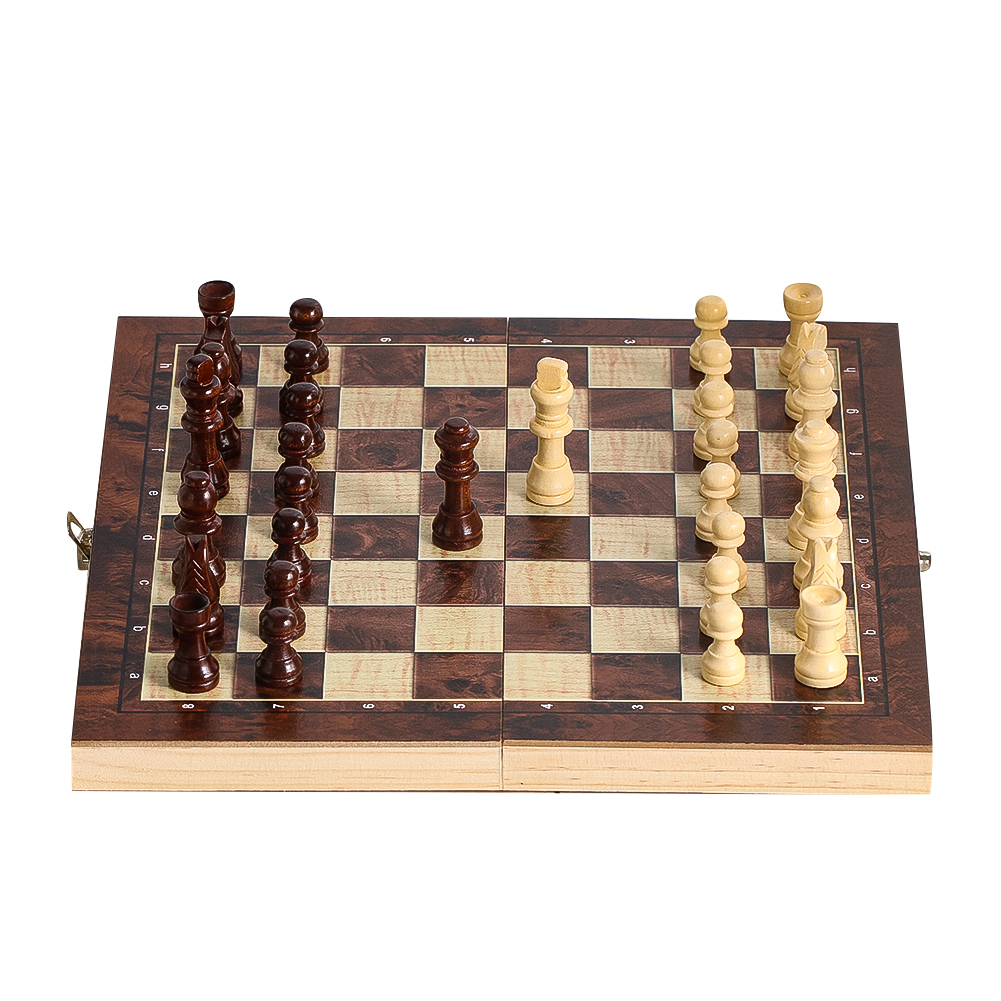 木製3-in-1チェッカー、バックギャモン、チェスセットモデ - Chess Set Wooden のレビューと価格