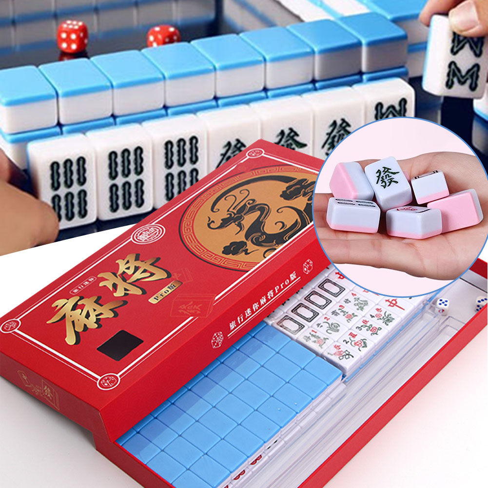 ポータブル旅行ミニ麻雀セット旅行麻雀セット収納ボックス付き落 - Board Game Mahjong のレビューと価格