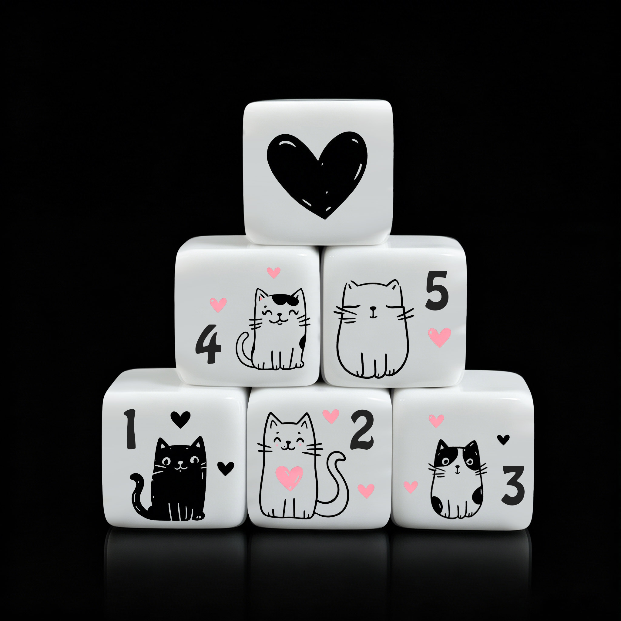 12個/セット 16mm キュートな猫型ダイス、プレミアムア - Board Game Illustration のレビューと価格