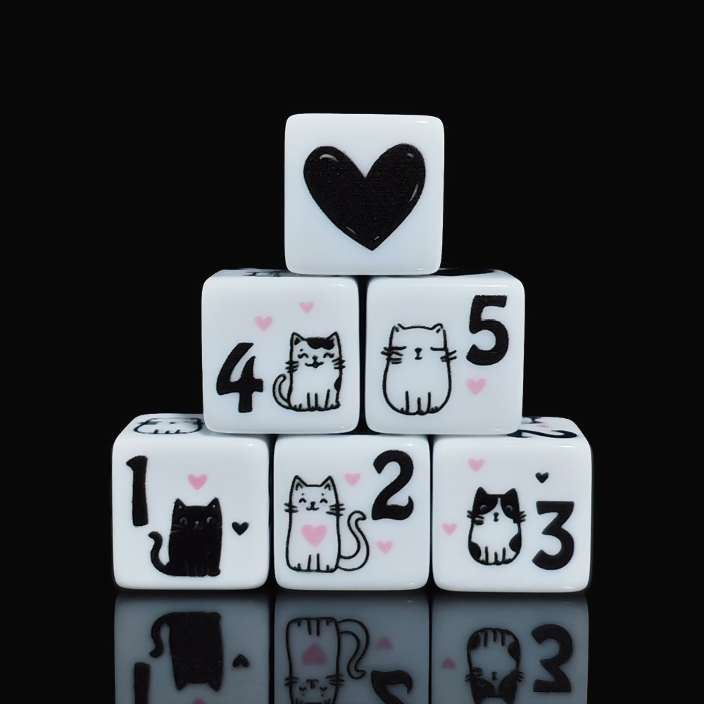 12個/セット 16mm キュートな猫型ダイス、プレミアムア - Board Game Illustration のレビューと価格