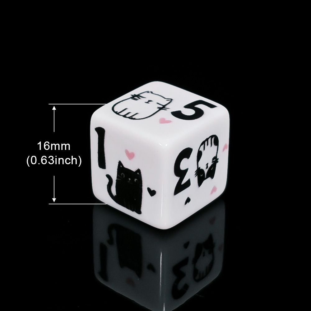 12個/セット 16mm キュートな猫型ダイス、プレミアムア - Board Game Illustration のレビューと価格