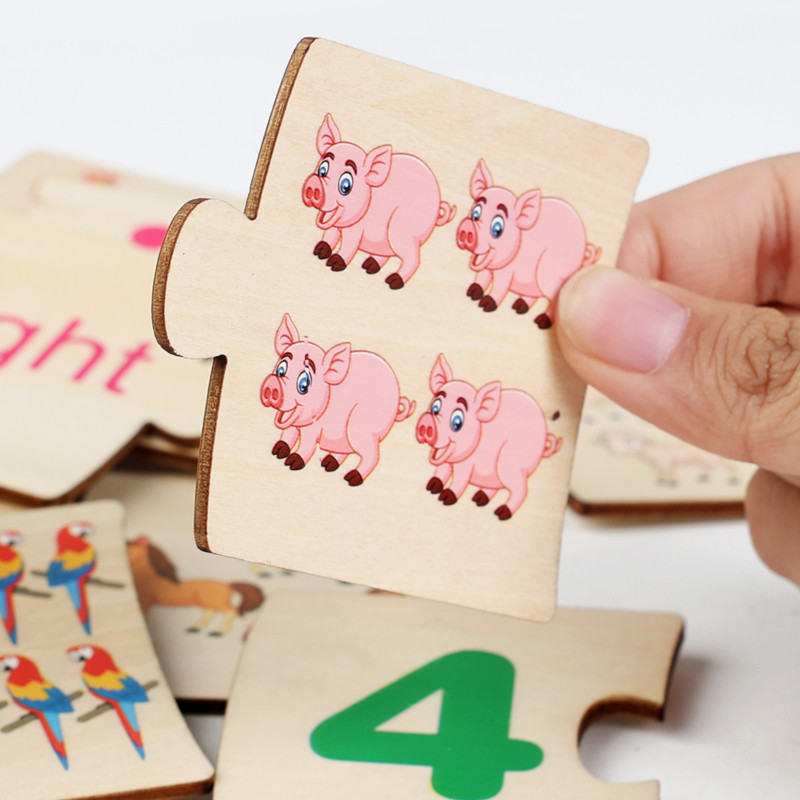 子供向け鉄箱ナンバー啓発ペアリング木製動物フードパズルボード - Board Game For Kids のレビューと価格