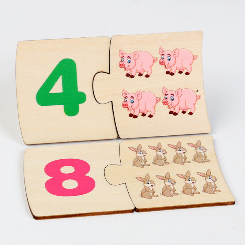 子供向け鉄箱ナンバー啓発ペアリング木製動物フードパズルボード - Board Game For Kids のレビューと価格