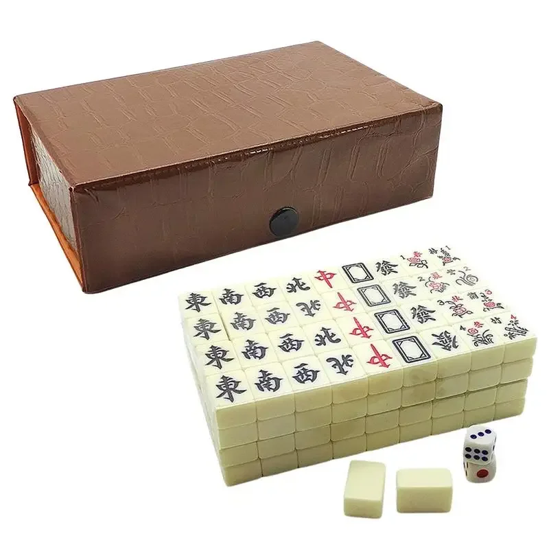 中国麻雀ゲームセット 144個の白い彫刻入りミニタイル 家族 - Board Game Mahjong のレビューと価格