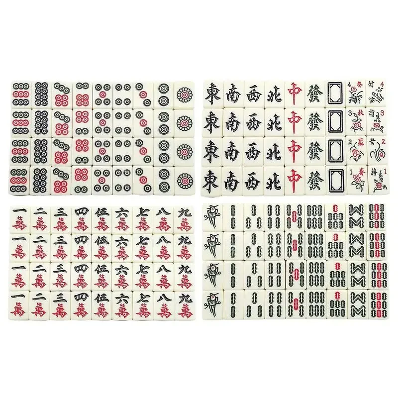 中国麻雀ゲームセット 144個の白い彫刻入りミニタイル 家族 - Board Game Mahjong のレビューと価格