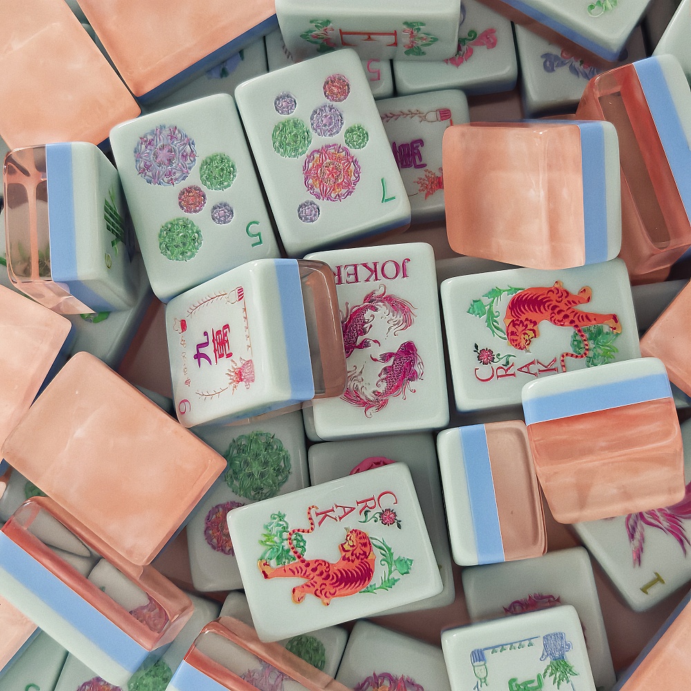 彫刻入りパールピンクアクリル製アメリカン麻雀牌160枚入り高 - Board Game Mahjong のレビューと価格